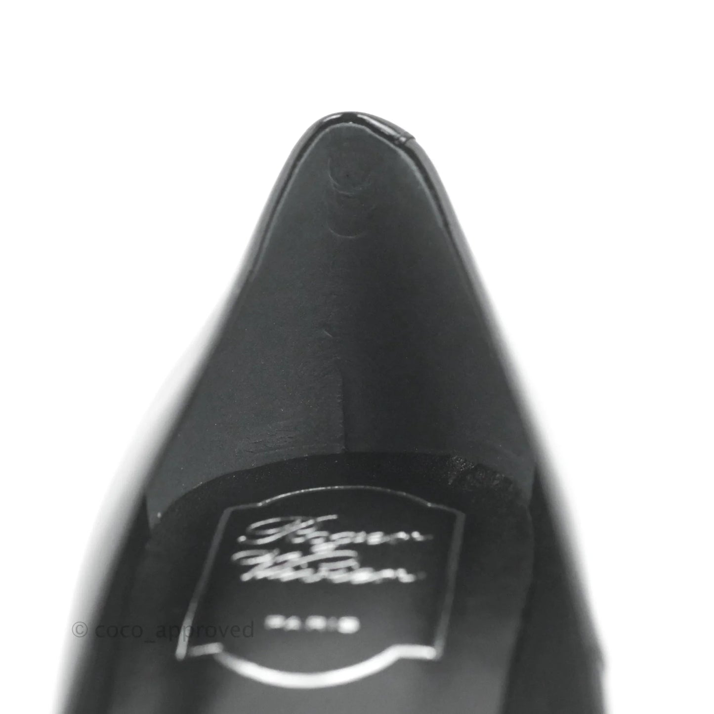 Roger Vivier Trompette Pumps Black Patent Silver Hardware Size 38.5