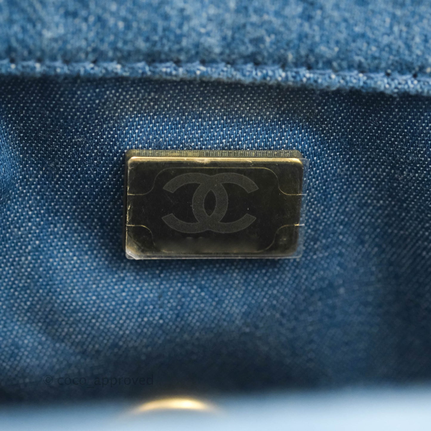 Chanel Mini Rectangular Pearl Crush Quilted Denim Aged Gold Hardware 22C
