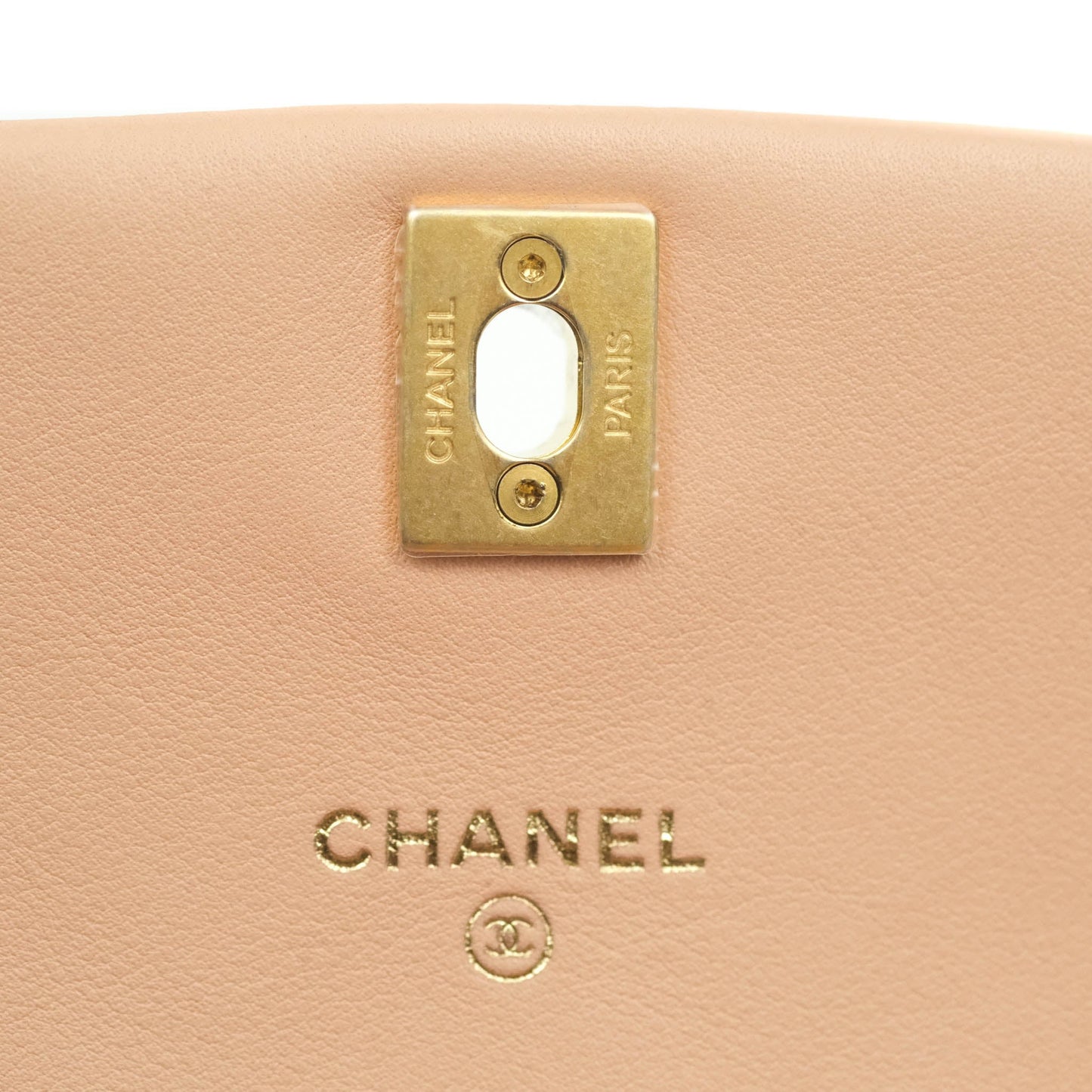 Chanel Clutch with Chain Beige Pink Calfskin Aged Gold Hardware