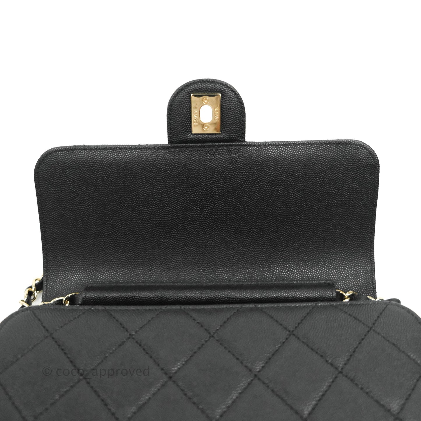 Chanel Quilted Like The Wallet Medium Flap Black Caviar Gold Hardware 22C