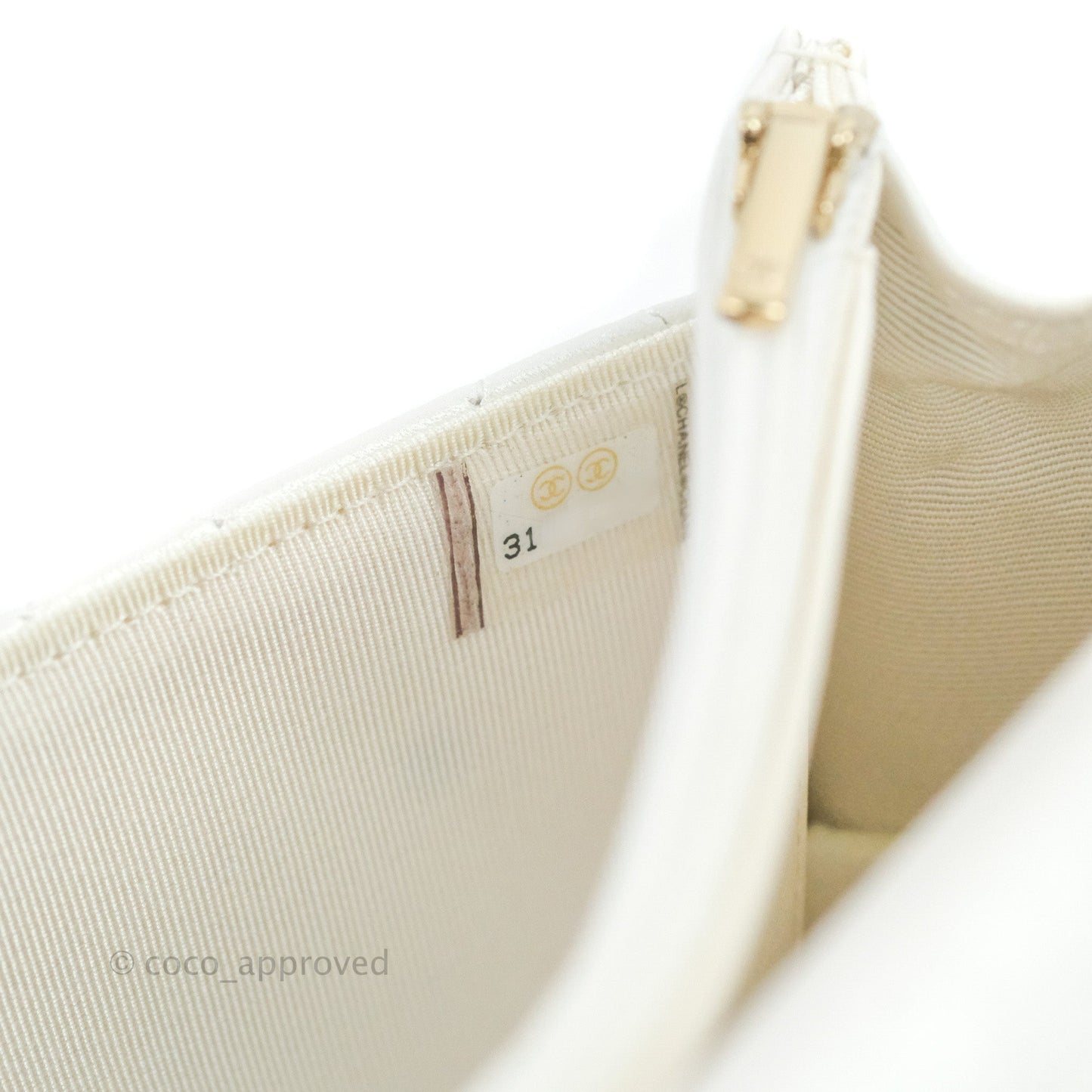 Chanel Quilted Classic Wallet on Chain WOC Iridescent White Lambskin Gold Hardware