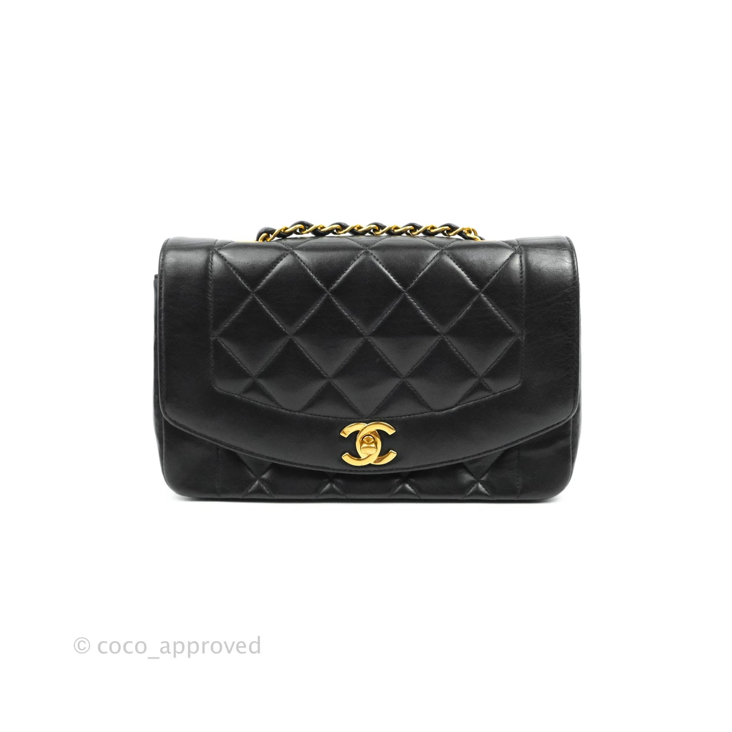 Chanel Black Quilted Lambskin Small Vintage Classic Diana Flap 24K Gold Hardware