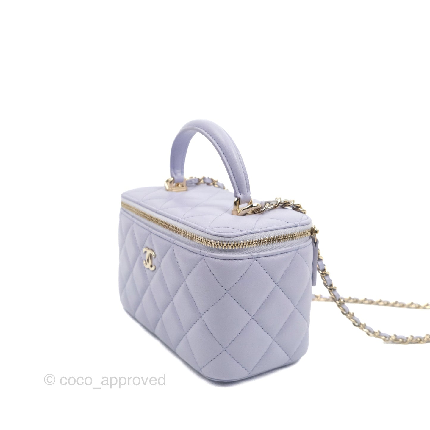 Chanel Vanity Rectangular Top Handle Lilac Lambskin Gold Hardware