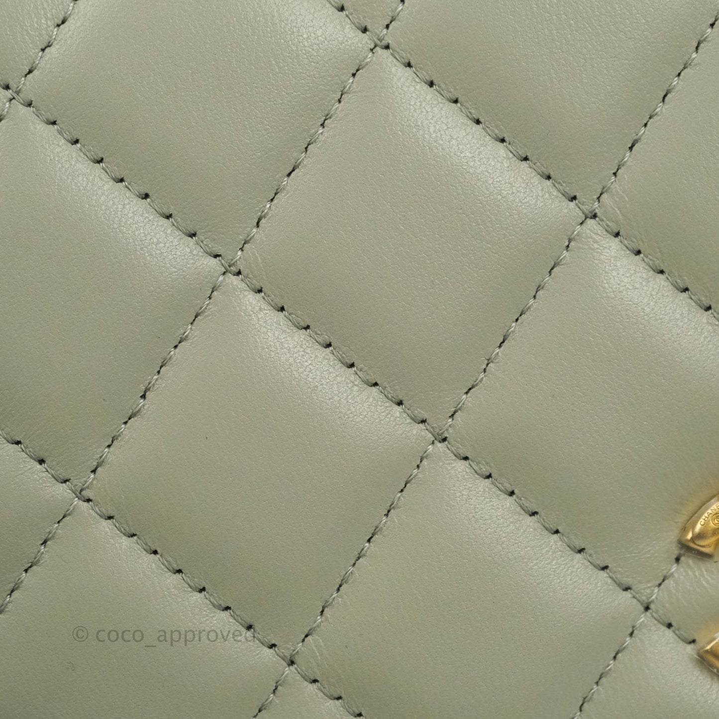 Chanel Quilted Pearl Crush Wallet on Chain WOC Light Grey Lambskin Aged Gold Hardware 22C