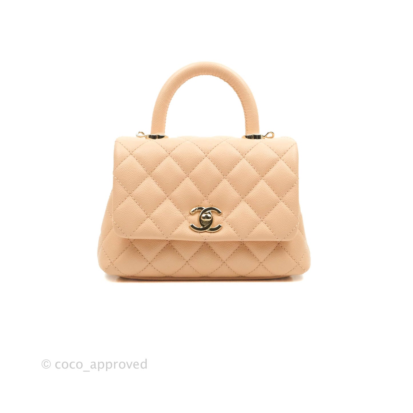 Chanel Mini Coco Handle Quilted Light Beige Pink Caviar Gold Hardware