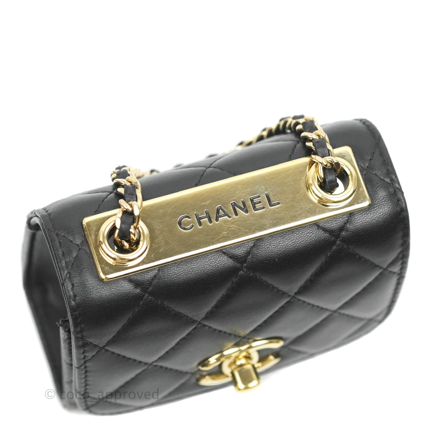 Chanel Mini Quilted Trendy CC Clutch With Chain Black Lambskin Gold Hardware