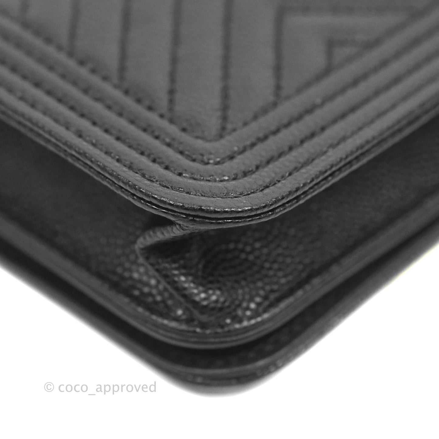 Chanel Quilted Belt Boy Bag Black Caviar Chevron Flap Waist