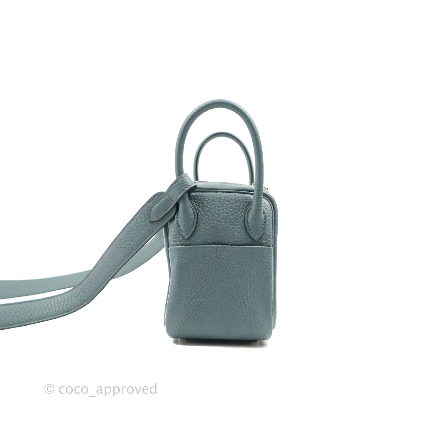 Hermès Mini Lindy 20 Bleu Orage Clemence Gold Hardware