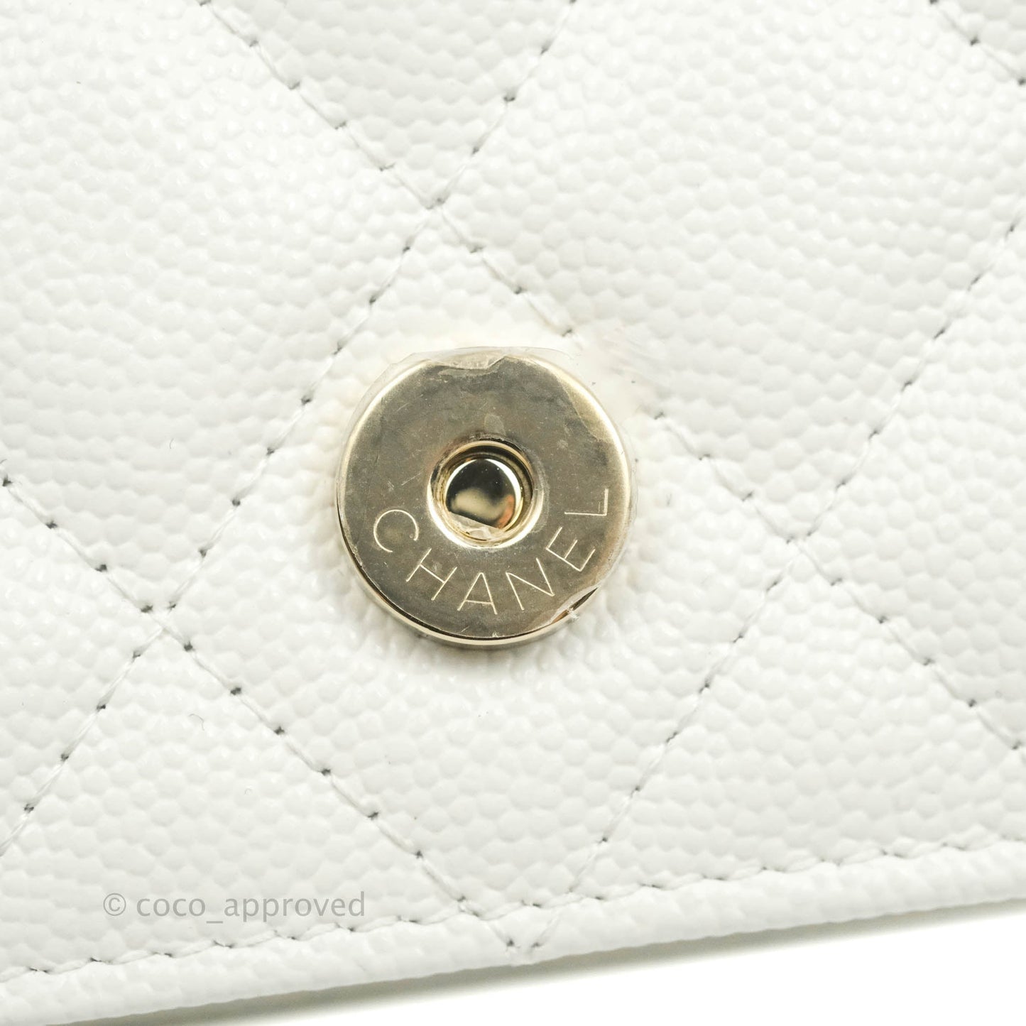 Chanel Mini Wallet With Chain White Caviar Gold Hardware