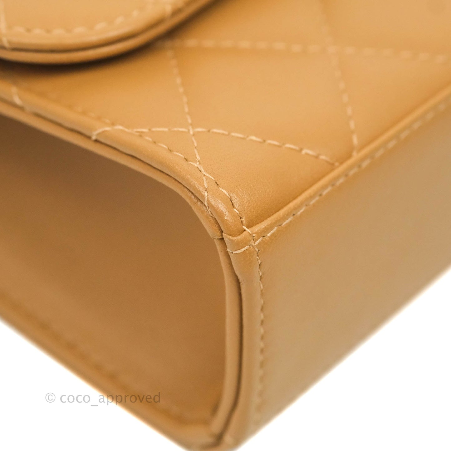 Chanel Mini Quilted Trendy CC Clutch With Chain Caramel Dark Beige Lambskin Gold Hardware