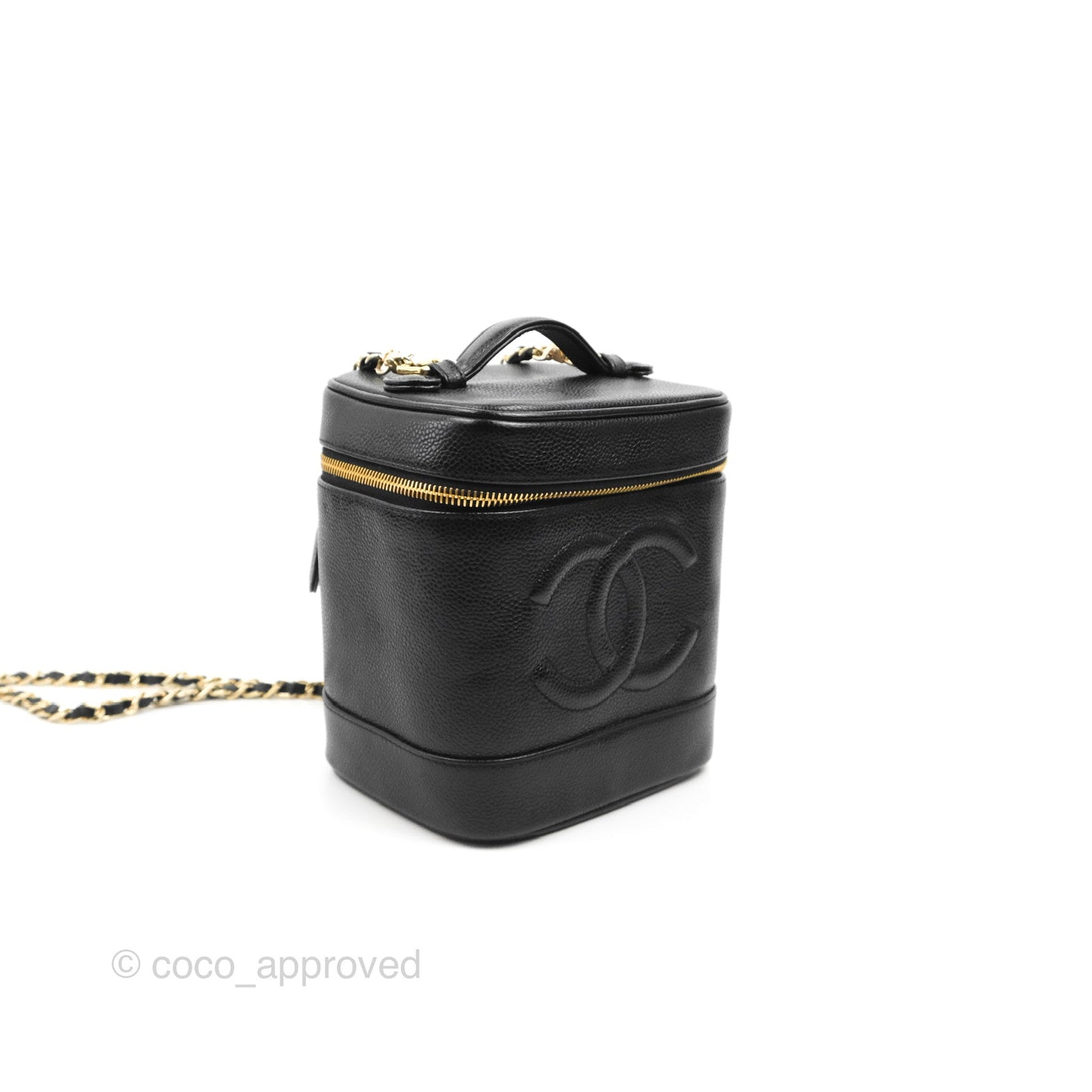 Chanel Vintage Vanity Case Black Caviar Gold Hardware