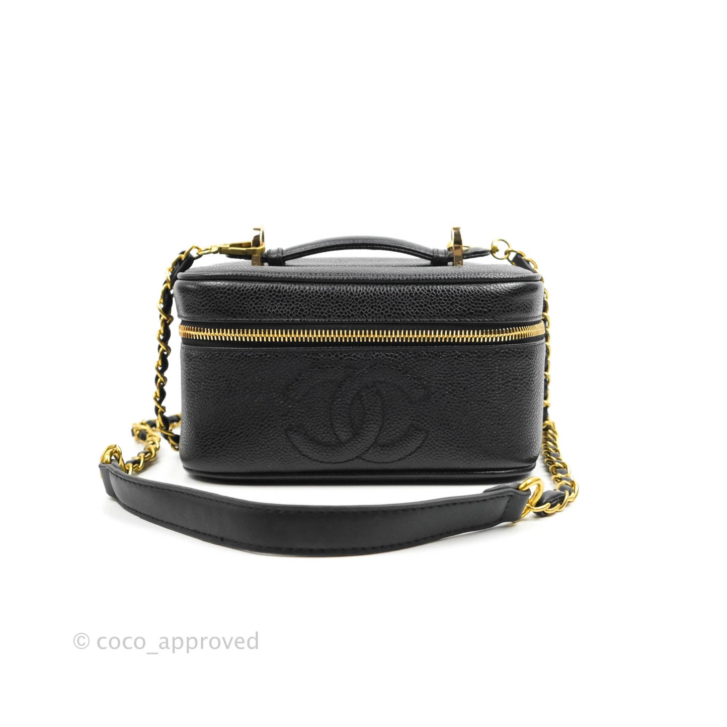 Chanel Vintage Vanity Case Black Caviar Gold Hardware