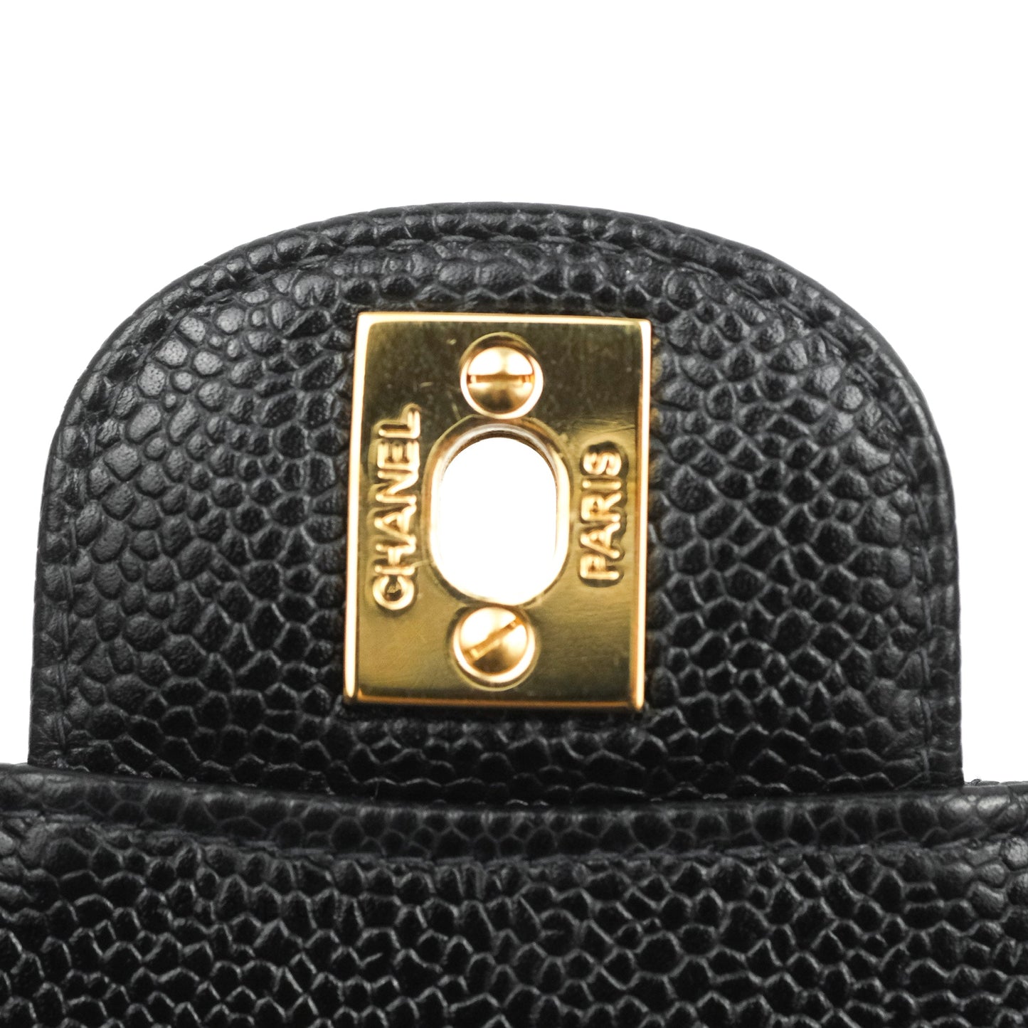 Chanel Classic M/L Medium Flap Quilted Black Caviar 24K Gold Hardware