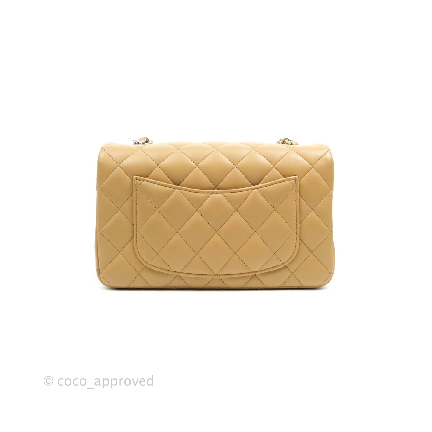 Chanel Quilted Mini Rectangular Lambskin Dark Beige Silver Hardware
