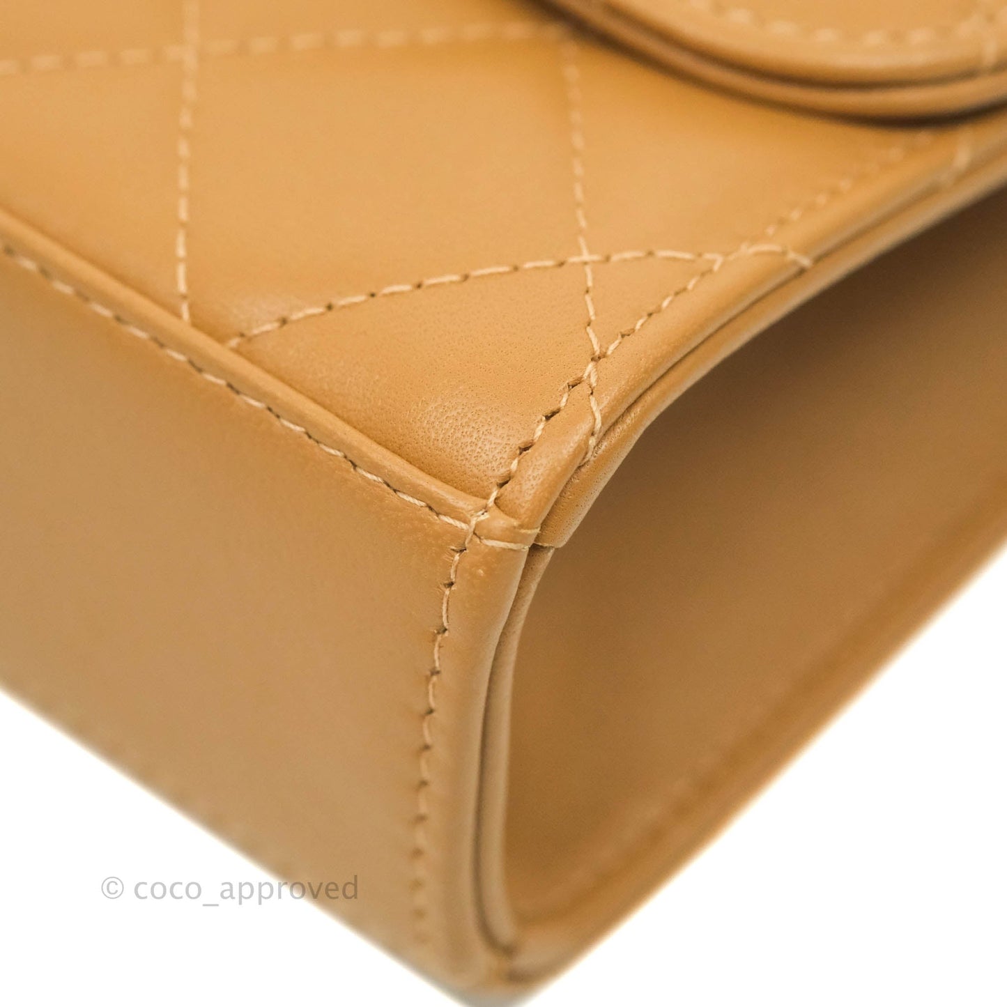 Chanel Mini Quilted Trendy CC Clutch With Chain Caramel Dark Beige Lambskin Gold Hardware