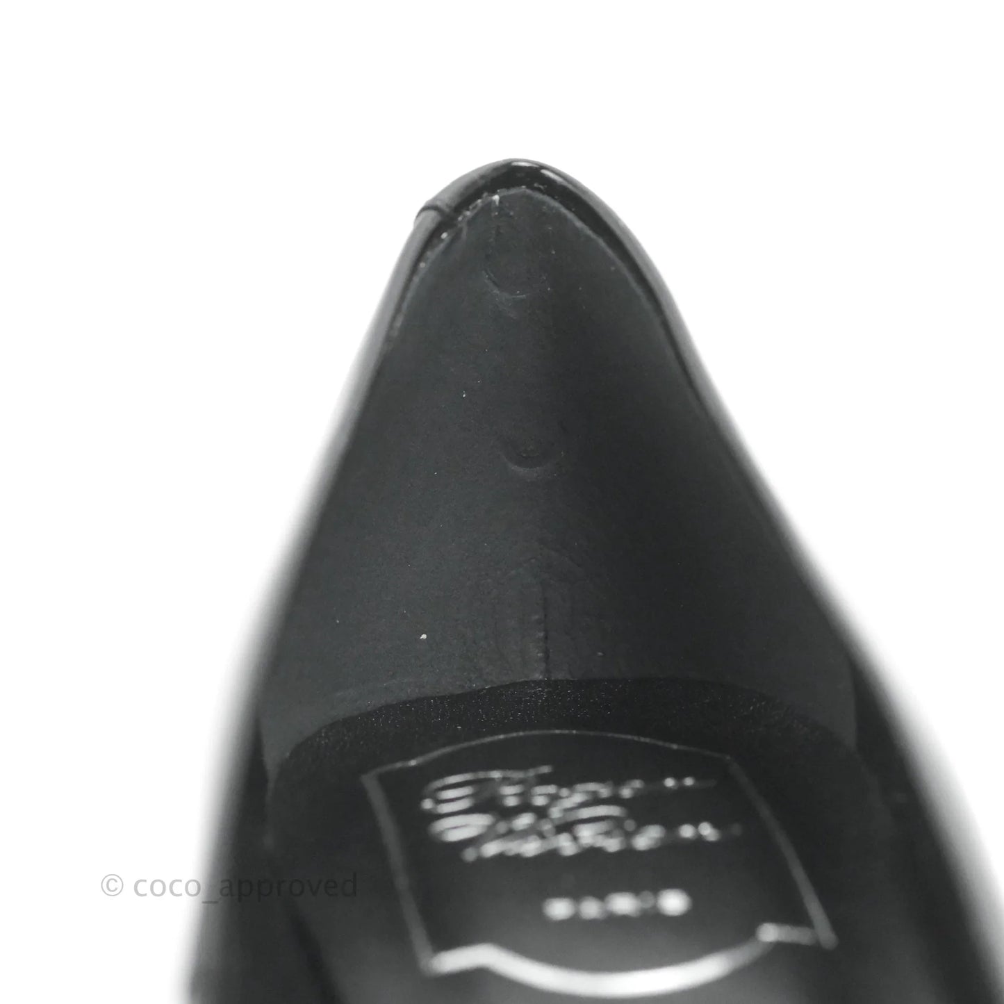 Roger Vivier Trompette Pumps Black Patent Silver Hardware Size 38.5