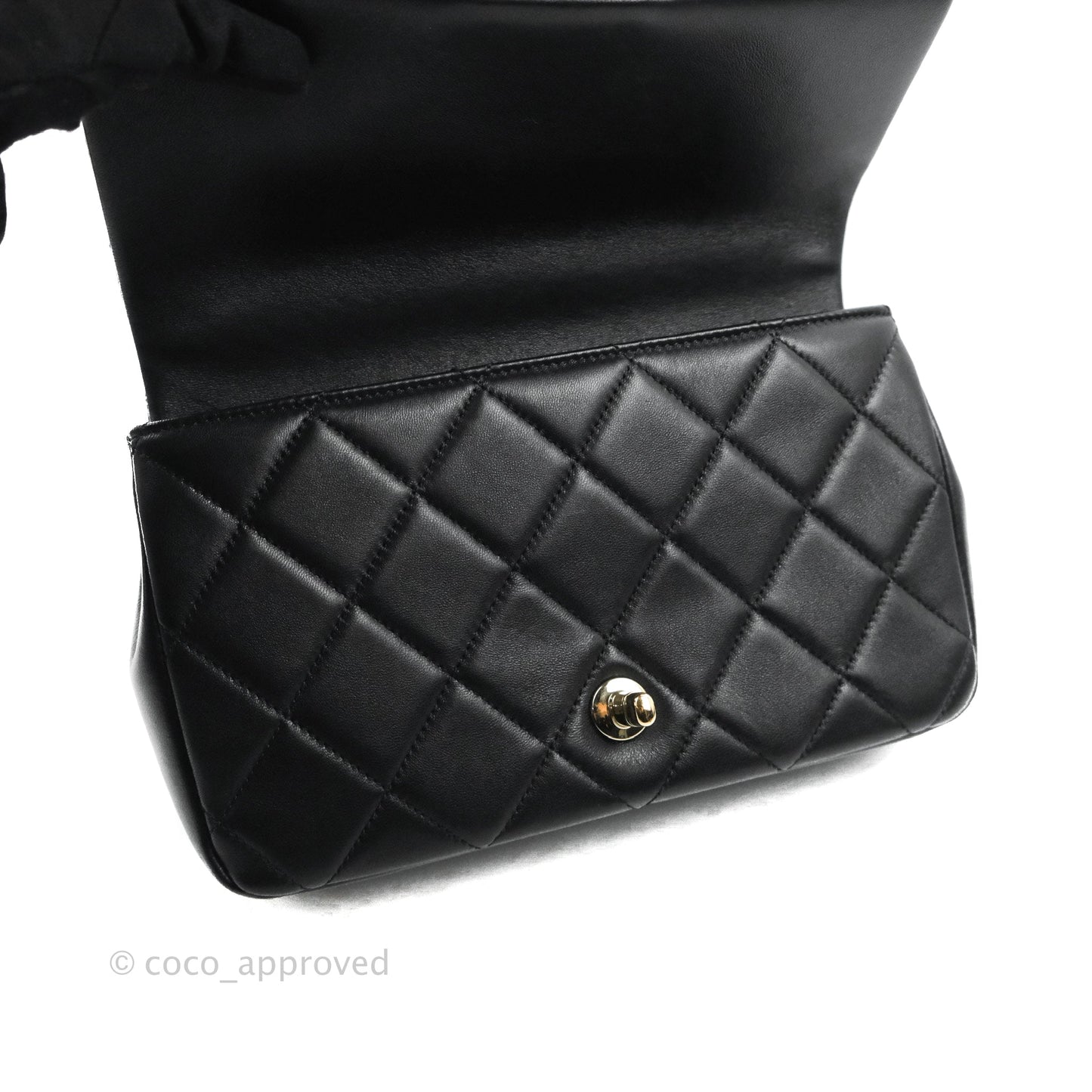 Chanel Quilted Resin Bi-Color Chain Flap Bag Black Lambskin