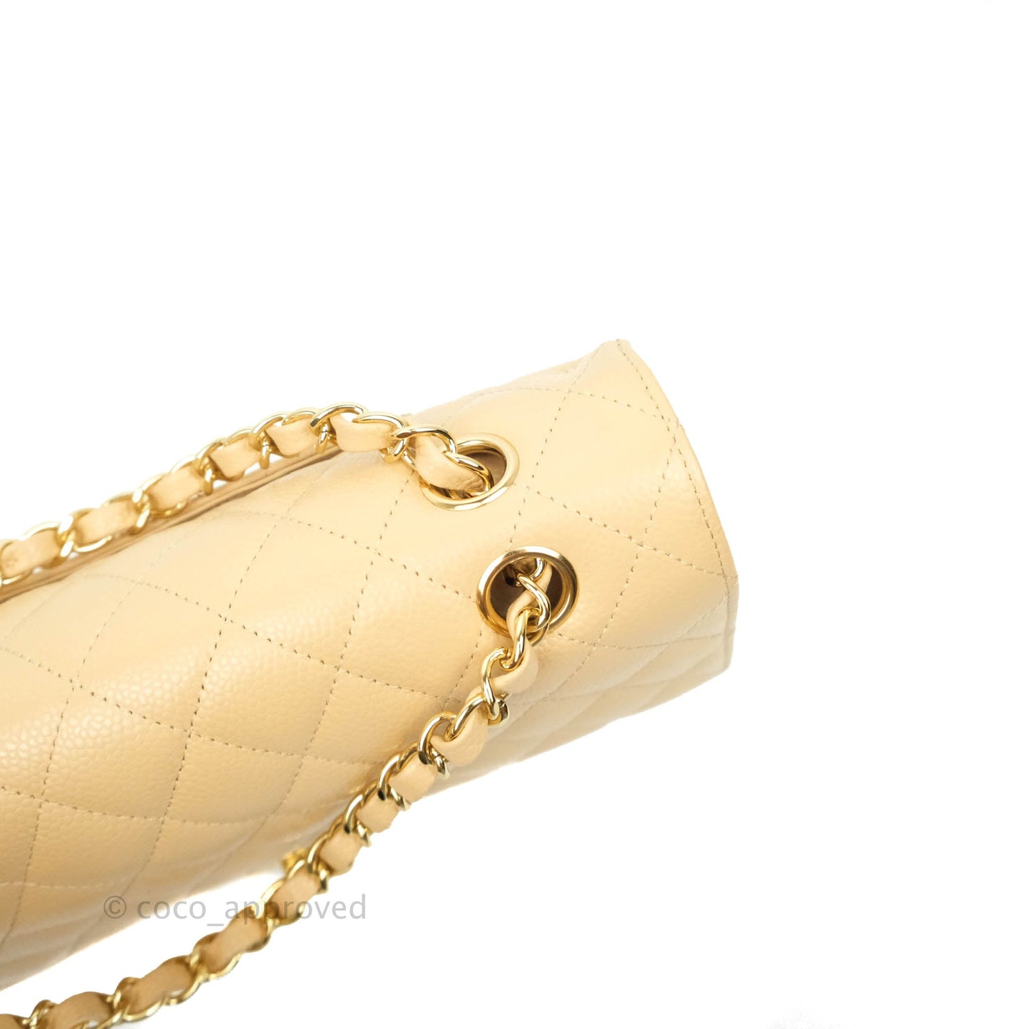 Chanel Classic M/L Medium Flap Quilted Beige Caviar Gold Hardware