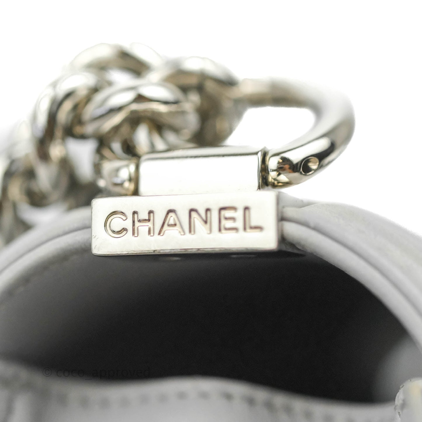 Chanel Quilted Medium Boy Grey Lambskin Silver Hardware