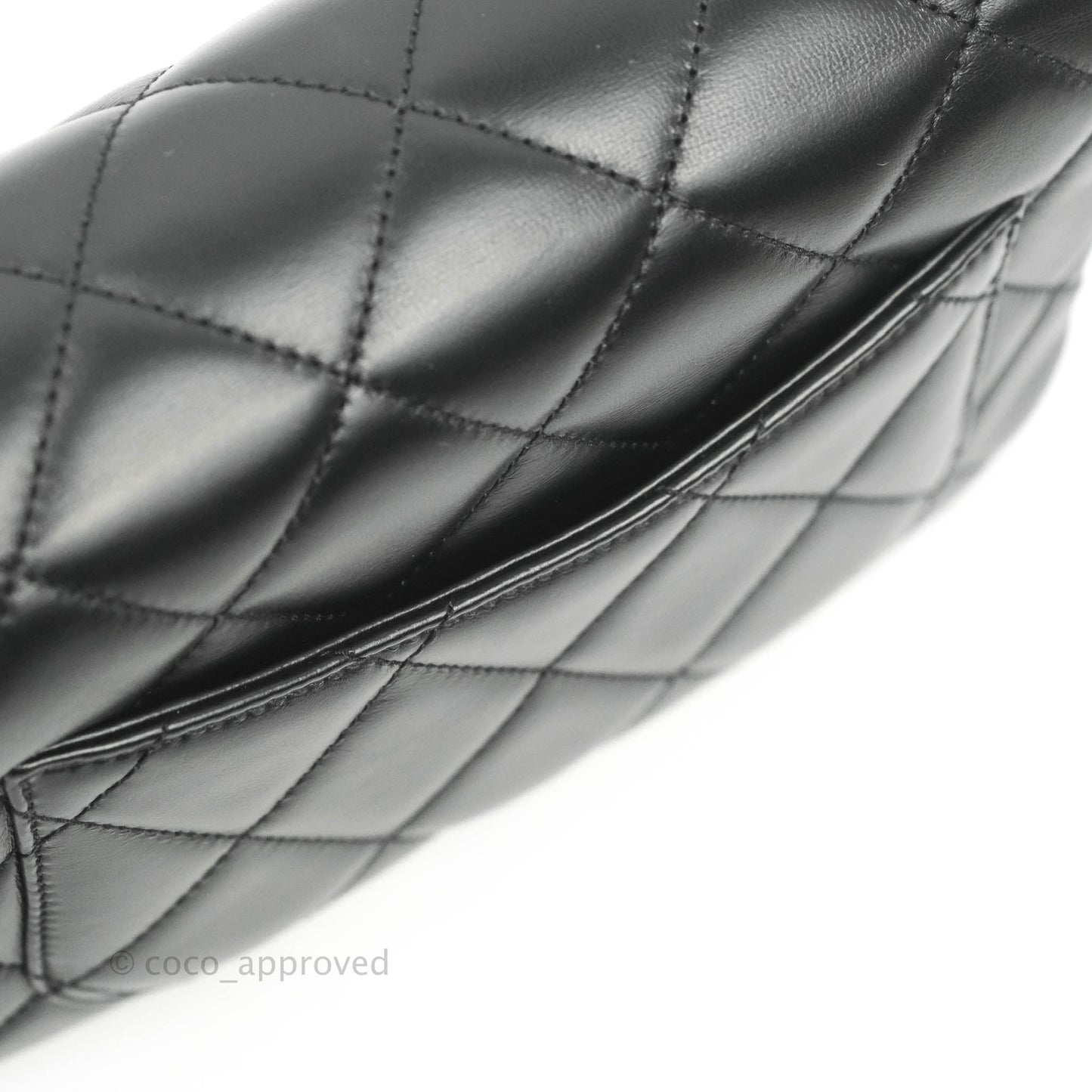Chanel Quilted Pending CC Enamel Mini Square Flap Black Lambskin Aged Gold Hardware 22P