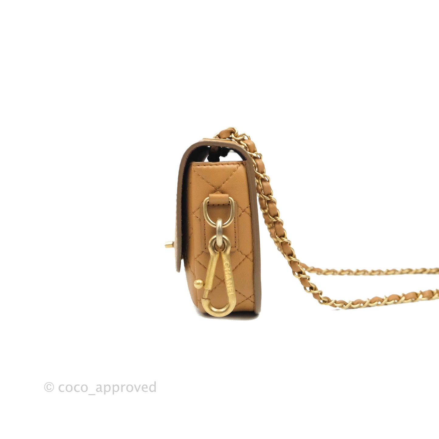 Chanel Quilted Flap With Coin Purse Caramel Calfskin Aged Gold Hardware 19K