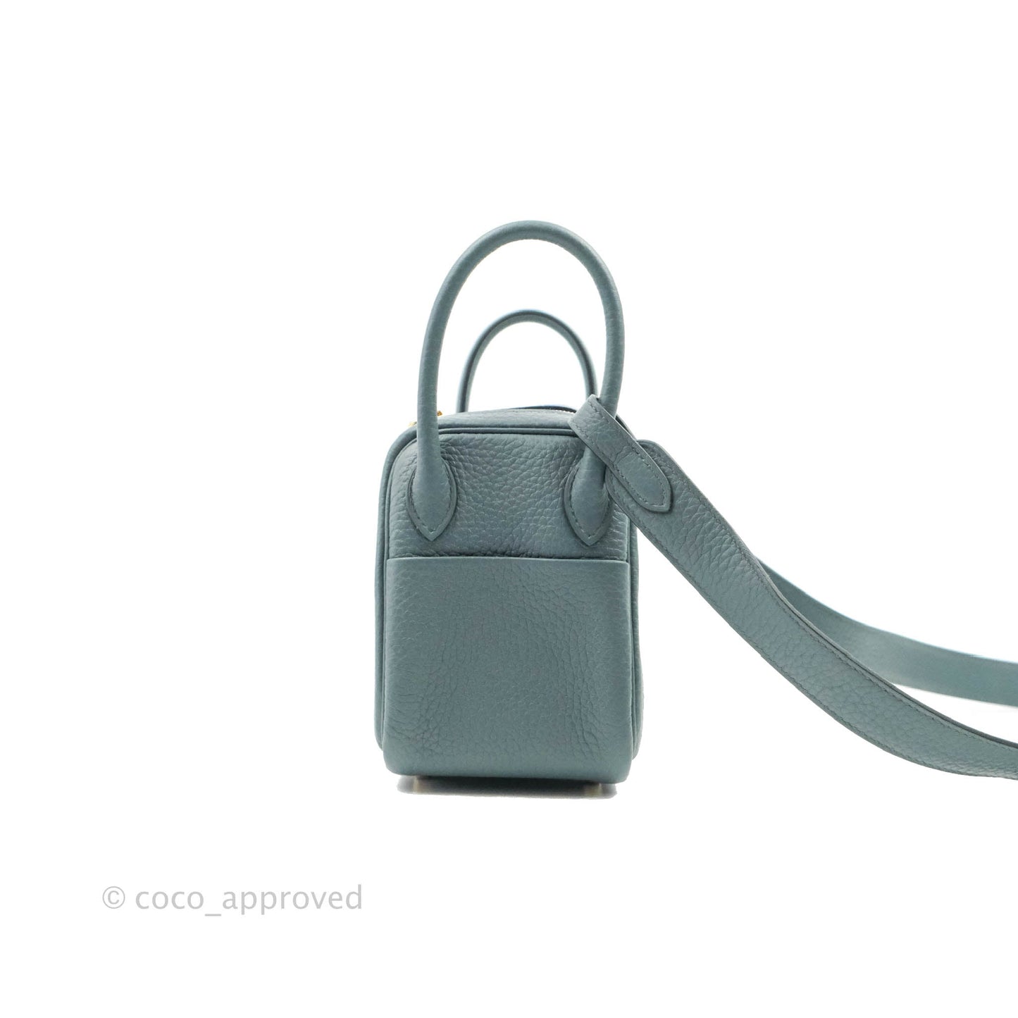 Hermès Mini Lindy 20 Bleu Orage Clemence Gold Hardware