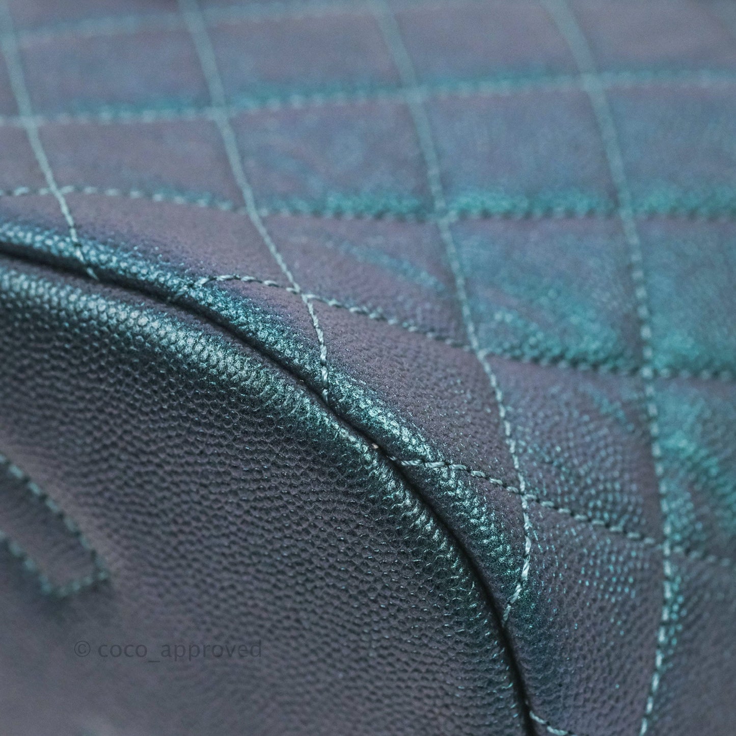 Chanel Quilted CC Filigree Backpack Caviar Iridescent Dark Turquoise Rainbow Hardware