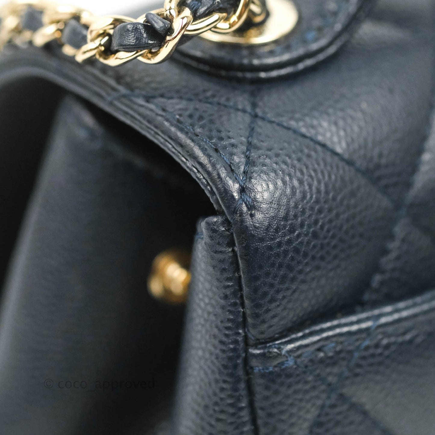 Chanel Quilted Small Business Affinity Flap Navy Caviar Gold Hardware