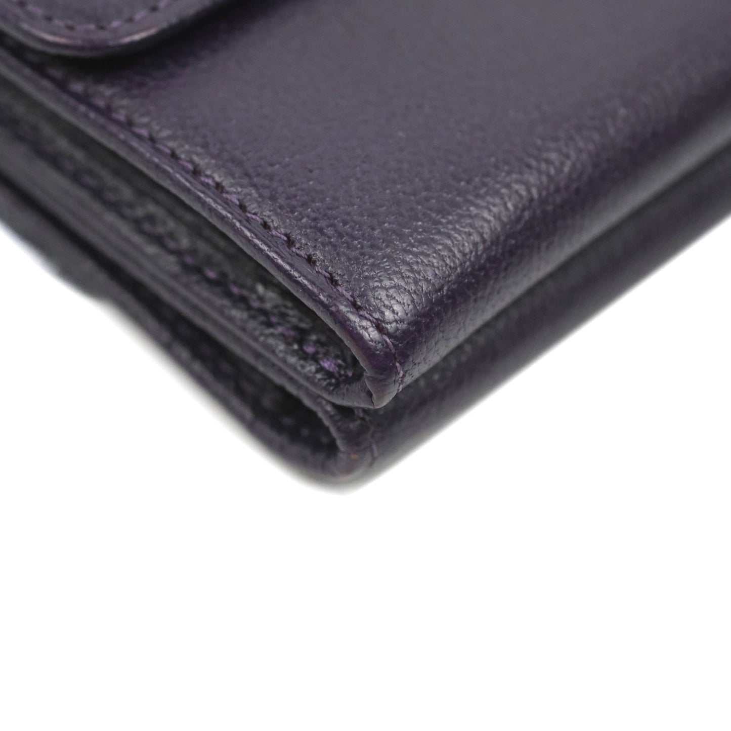 Chanel Vintage CC Tri-fold Short Wallet Purple Gold Hardware