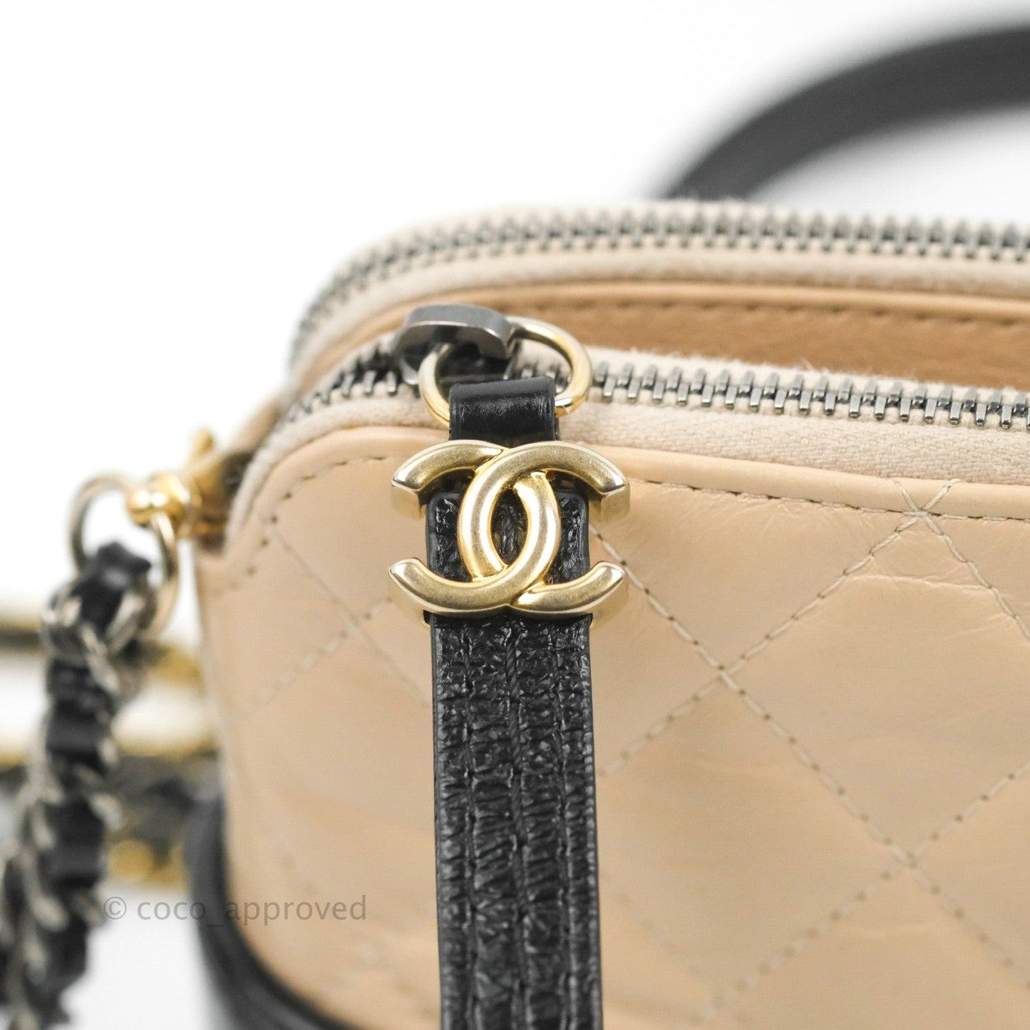 Chanel Gabrielle Clutch With Chain Aged Calfskin Beige/ Black Mixed Hardware