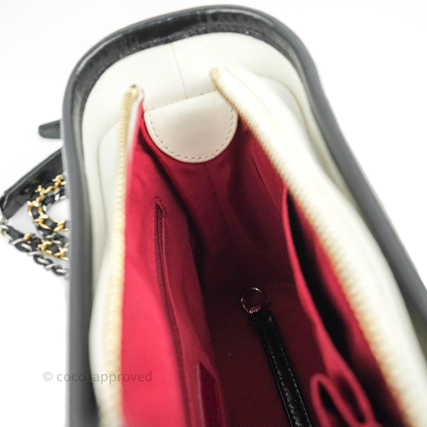 Chanel Quilted Small Gabrielle Hobo White Black Calfskin Mixed Hardware