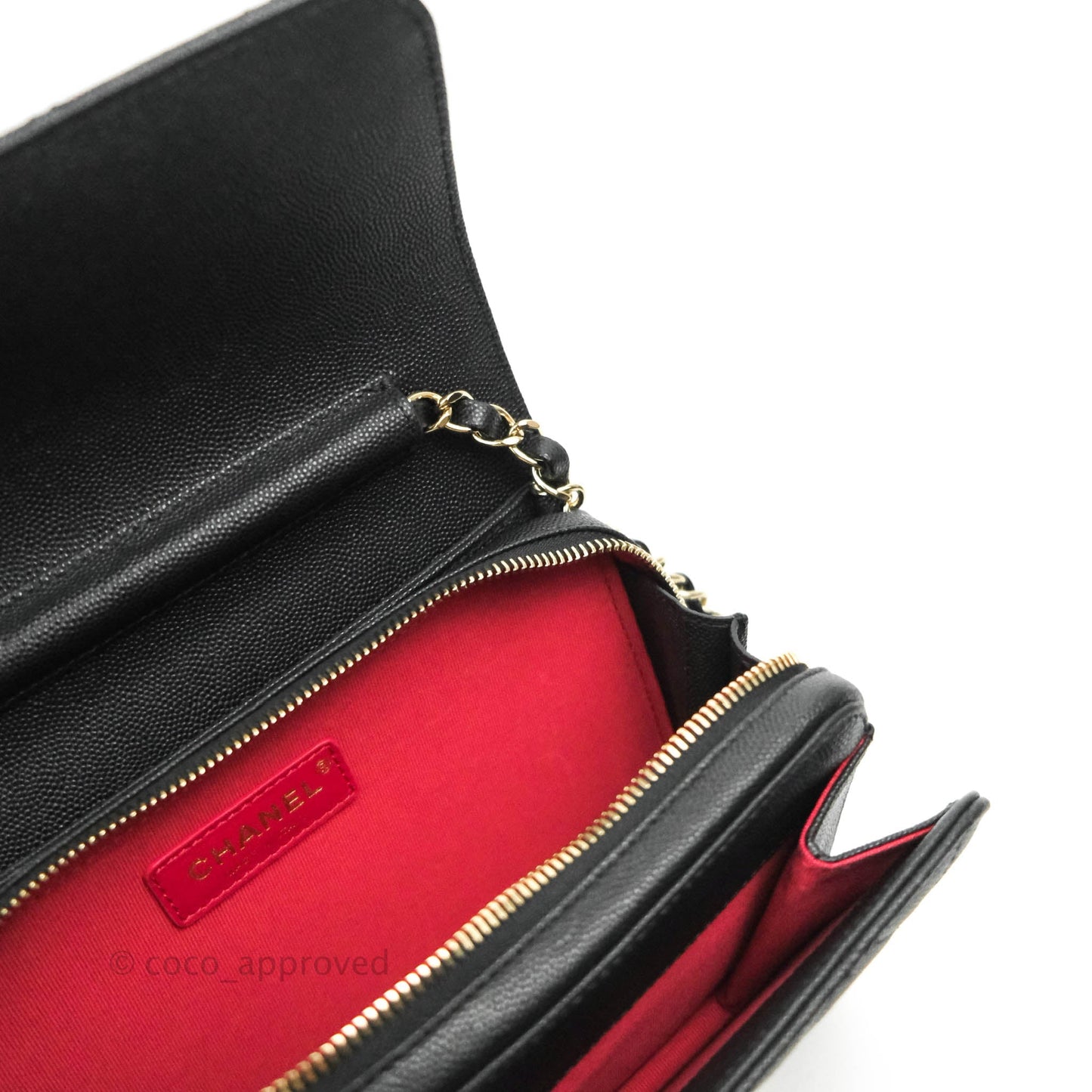 Chanel Quilted Like The Wallet Medium Flap Black Caviar Gold Hardware 22C