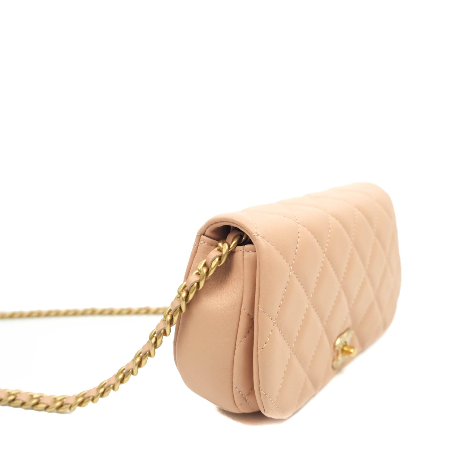 Chanel Clutch with Chain Beige Pink Calfskin Aged Gold Hardware