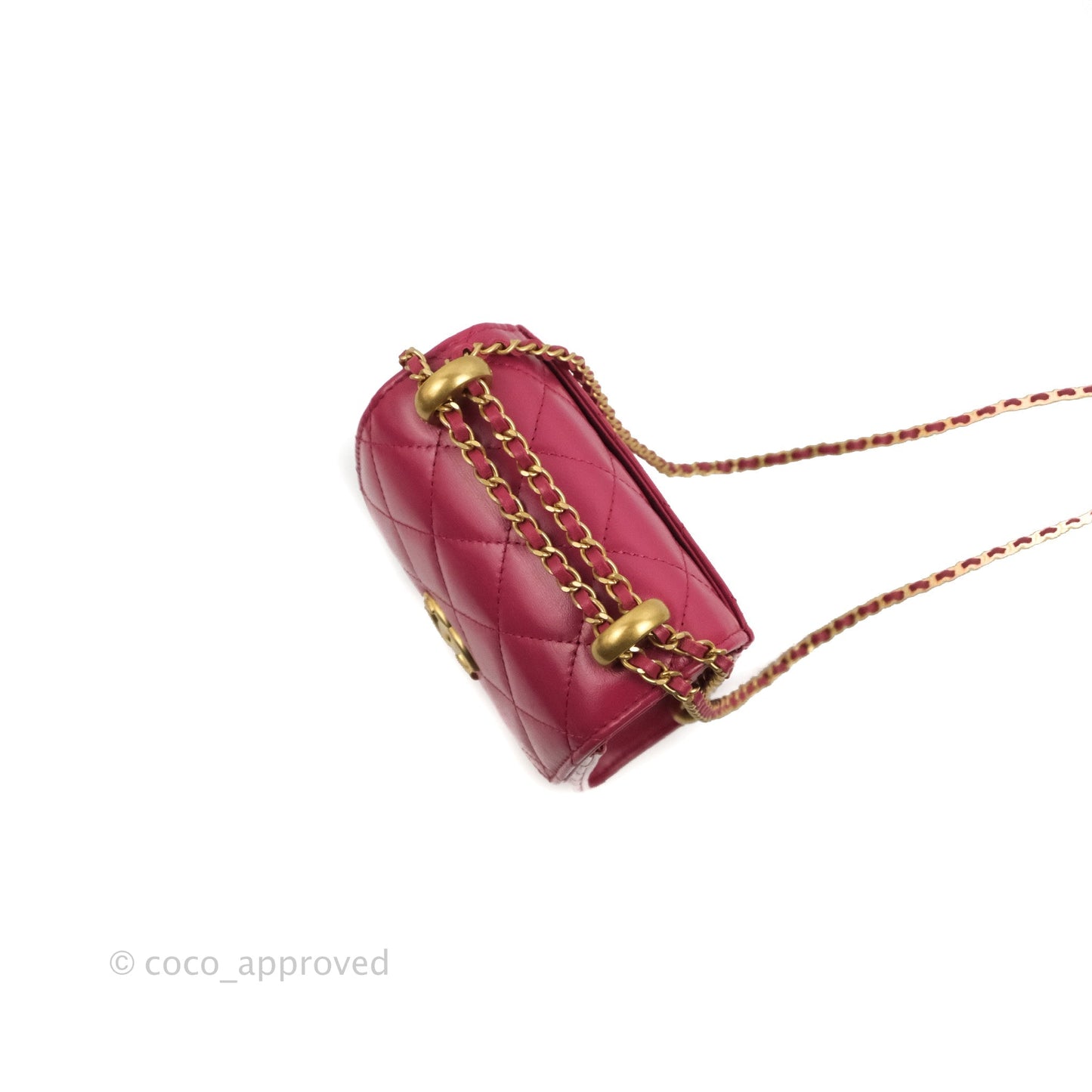 Chanel Quilted Perfect Fit Dark Pink Phone Holder Aged Gold Hardware