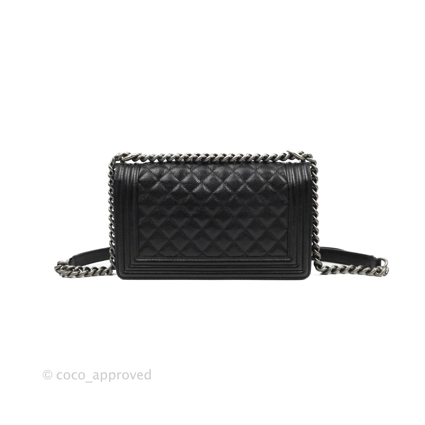 Chanel Quilted Medium Boy Black Caviar Ruthenium Hardware