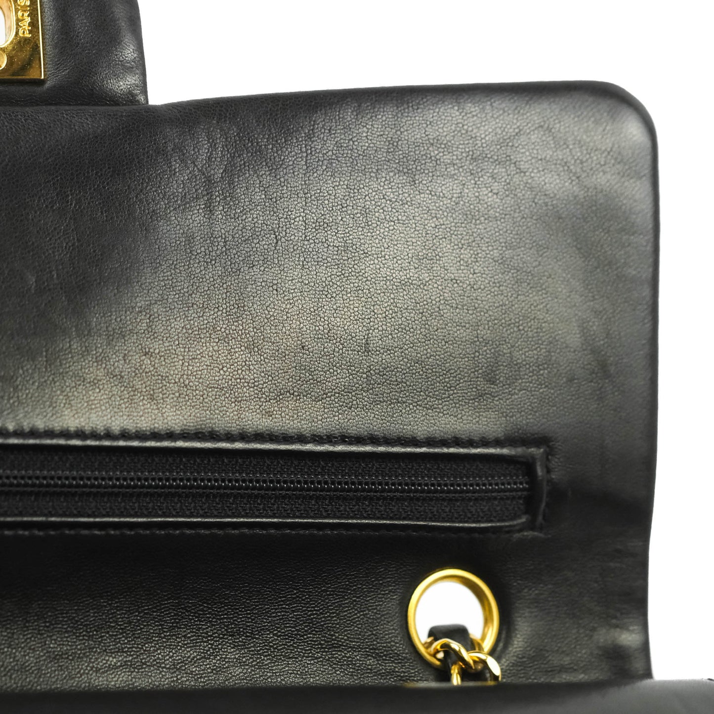 Chanel Vintage M/L Medium Double Flap Bag Black Lambskin 24K Gold Hardware