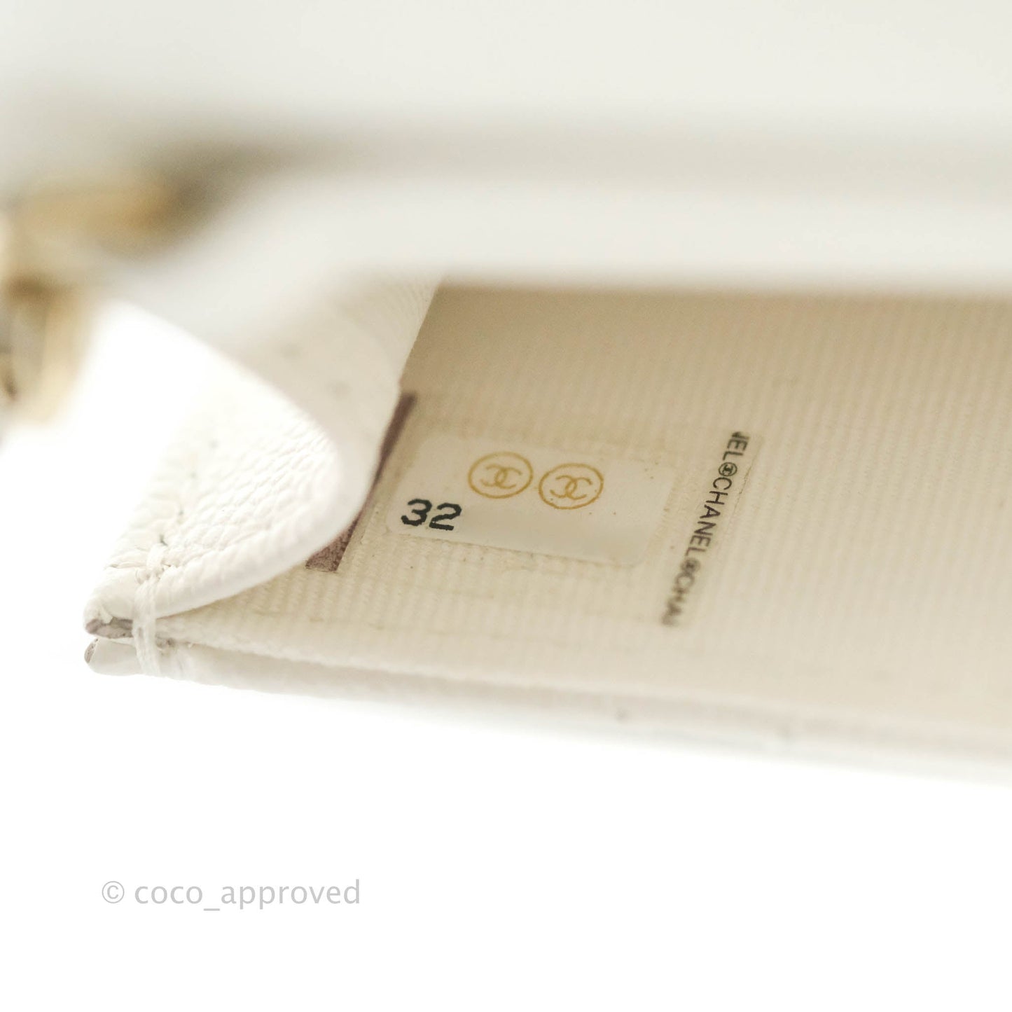 Chanel Mini Wallet With Chain White Caviar Gold Hardware