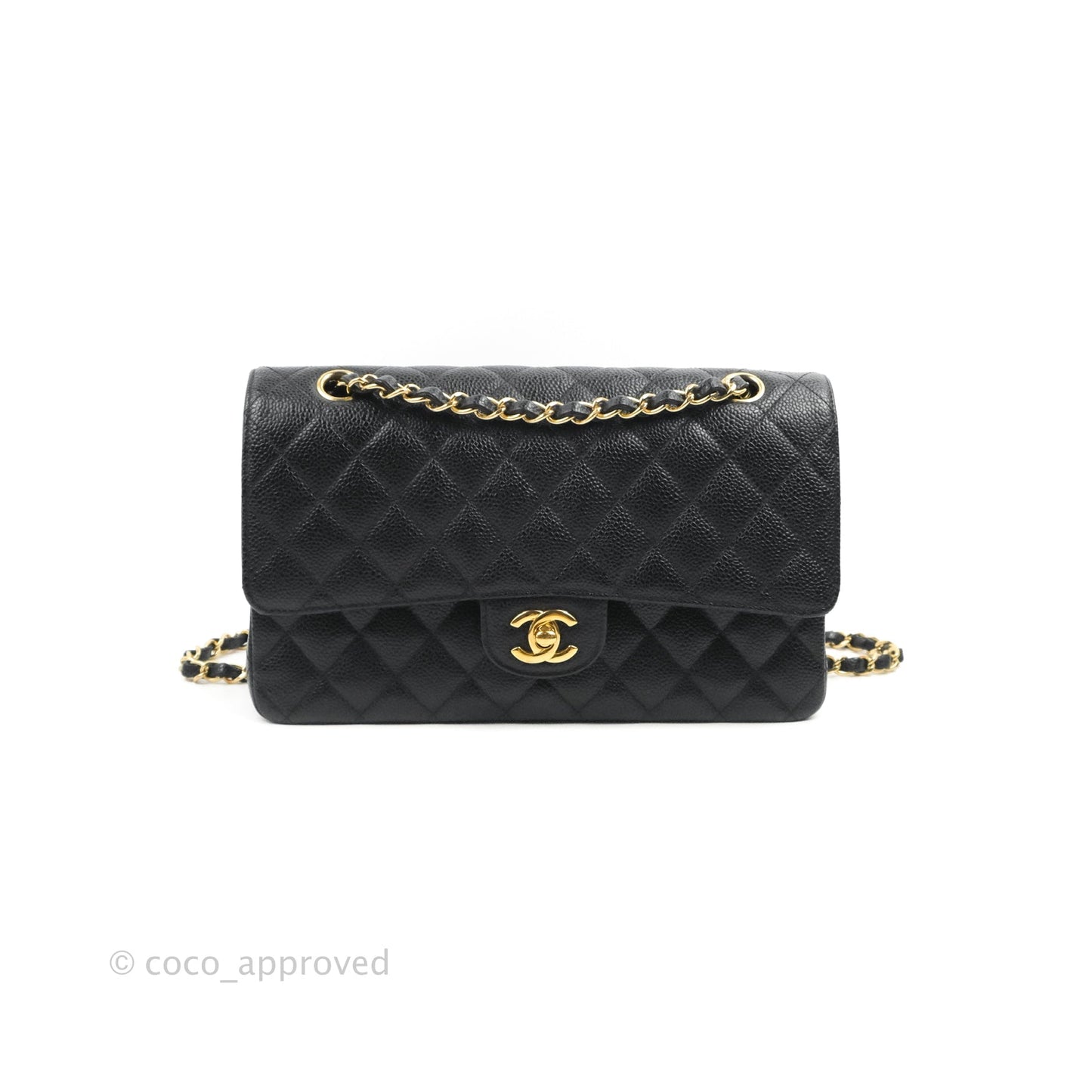 Chanel Classic M/L Medium Flap Quilted Black Caviar Gold Hardware