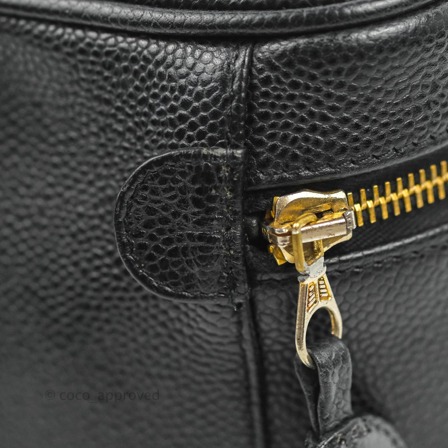 Chanel Vintage Vanity Case Black Caviar Gold Hardware
