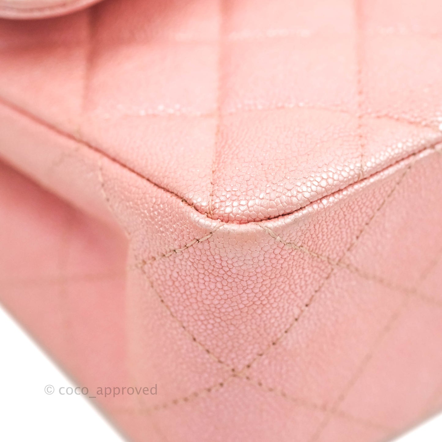 Chanel Small Classic Quilted Flap Iridescent Pink Caviar Gold Hardware 19S