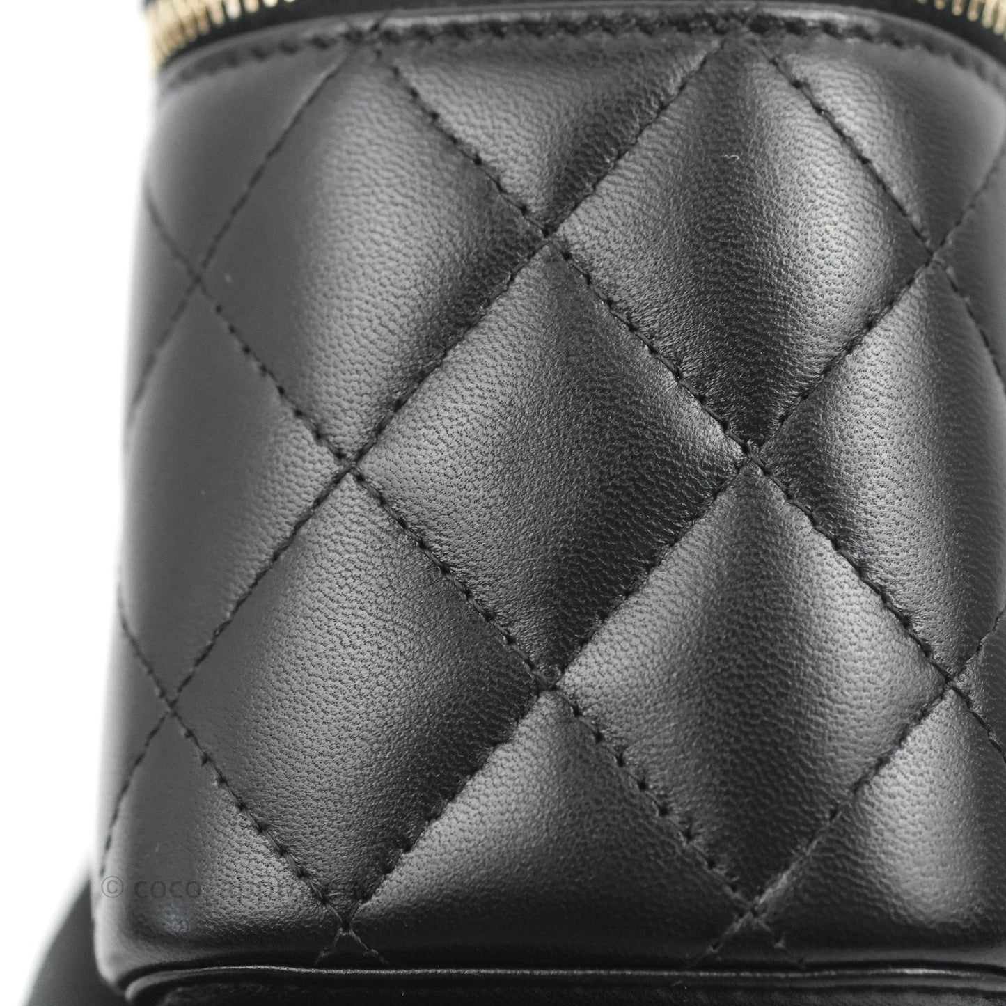 Chanel Vanity Rectangular Top Handle Black Lambskin Gold Hardware