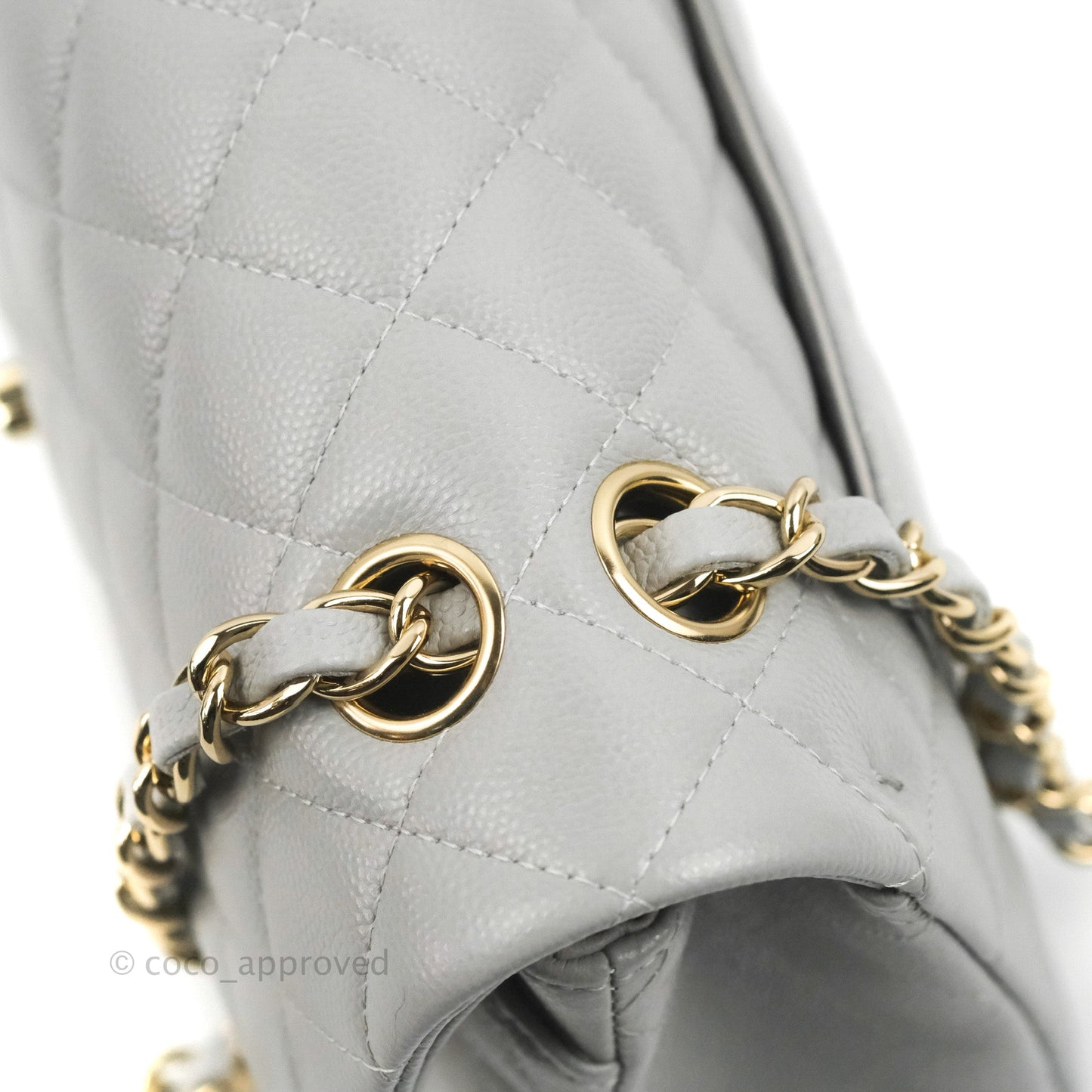 Chanel Small Classic Quilted Flap Grey Caviar Gold Hardware 21A