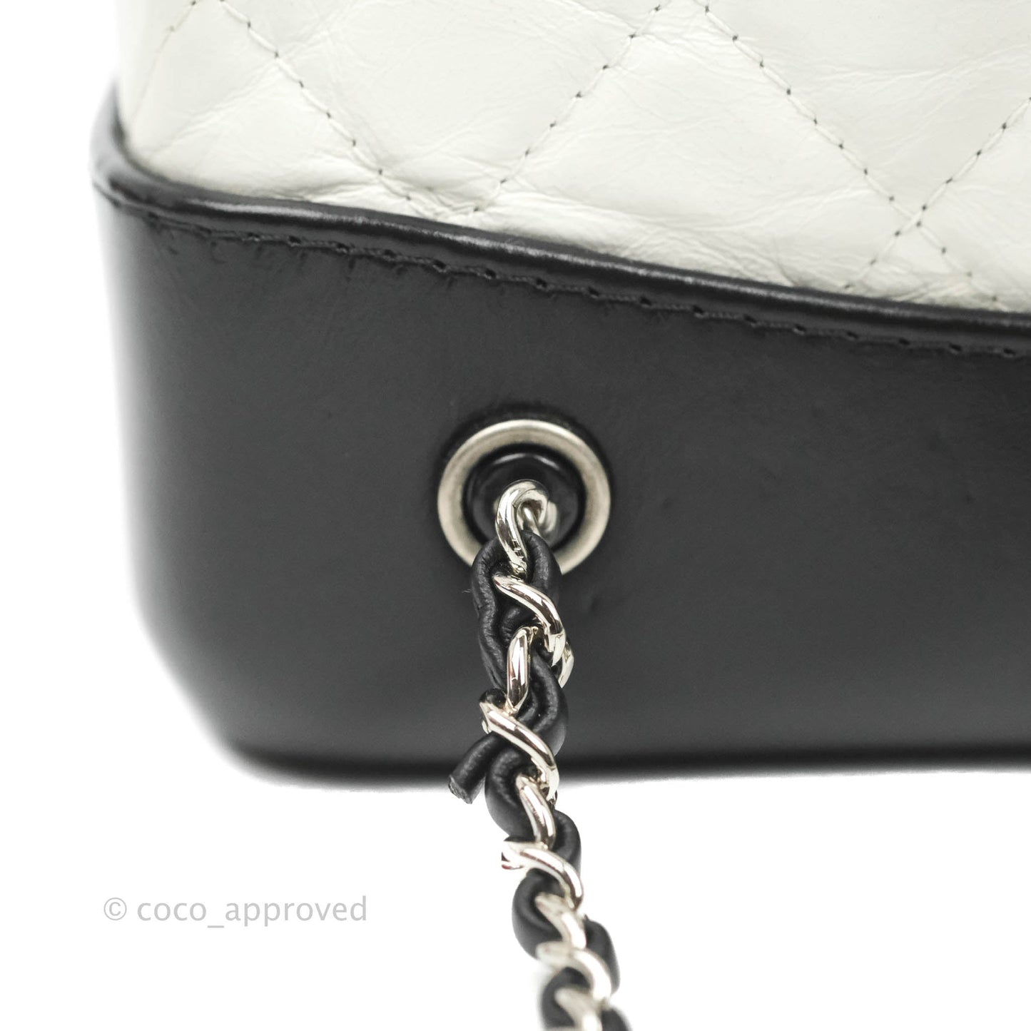 Chanel Small Gabrielle Backpack White Black Aged Calfskin