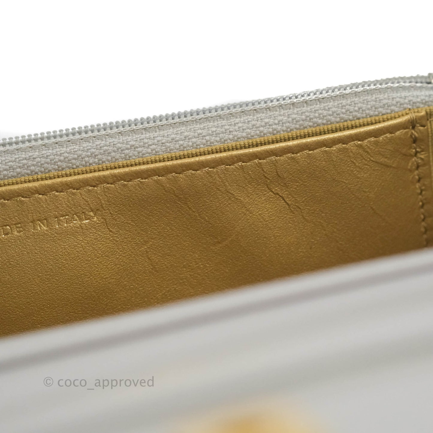 Chanel Quilted Pearl Crush Wallet on Chain WOC Grey Lambskin Aged Gold Hardware