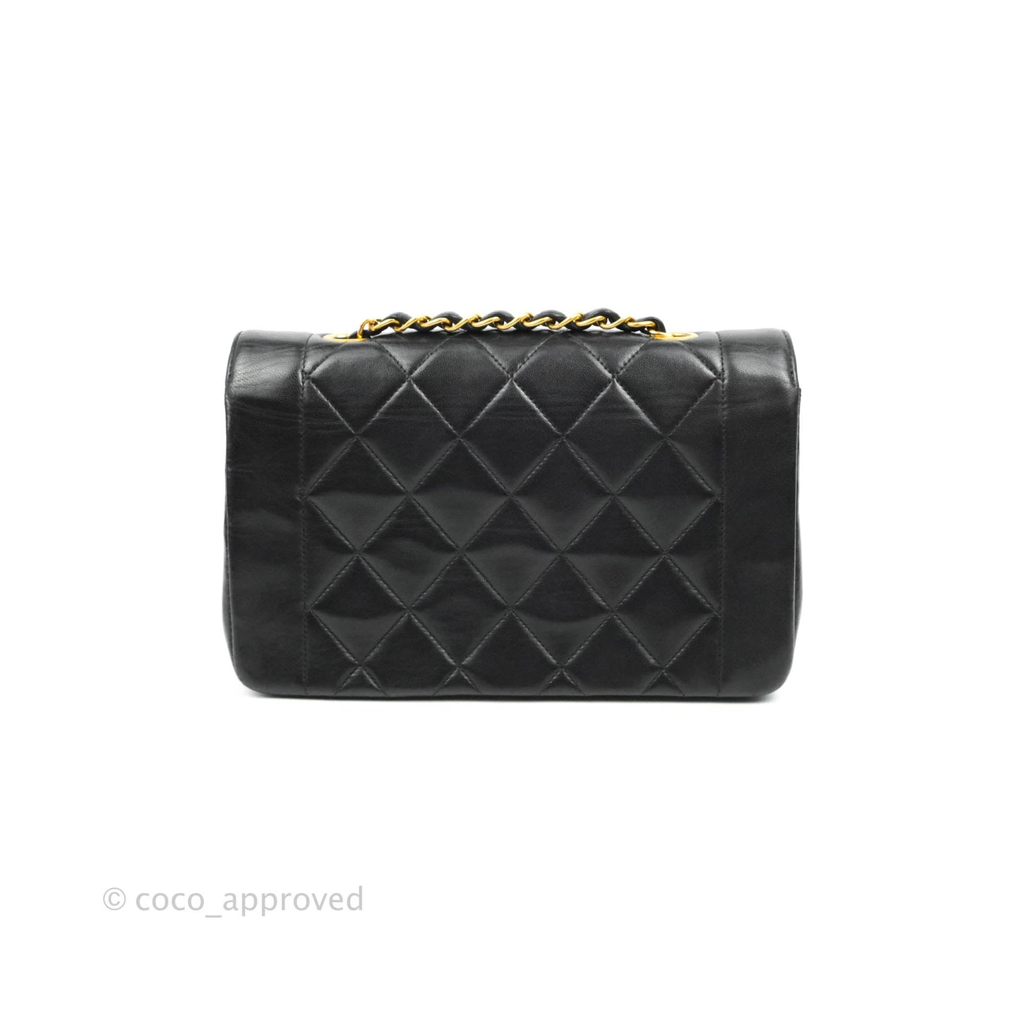 Chanel Black Quilted Lambskin Small Vintage Classic Diana Flap 24K Gold Hardware