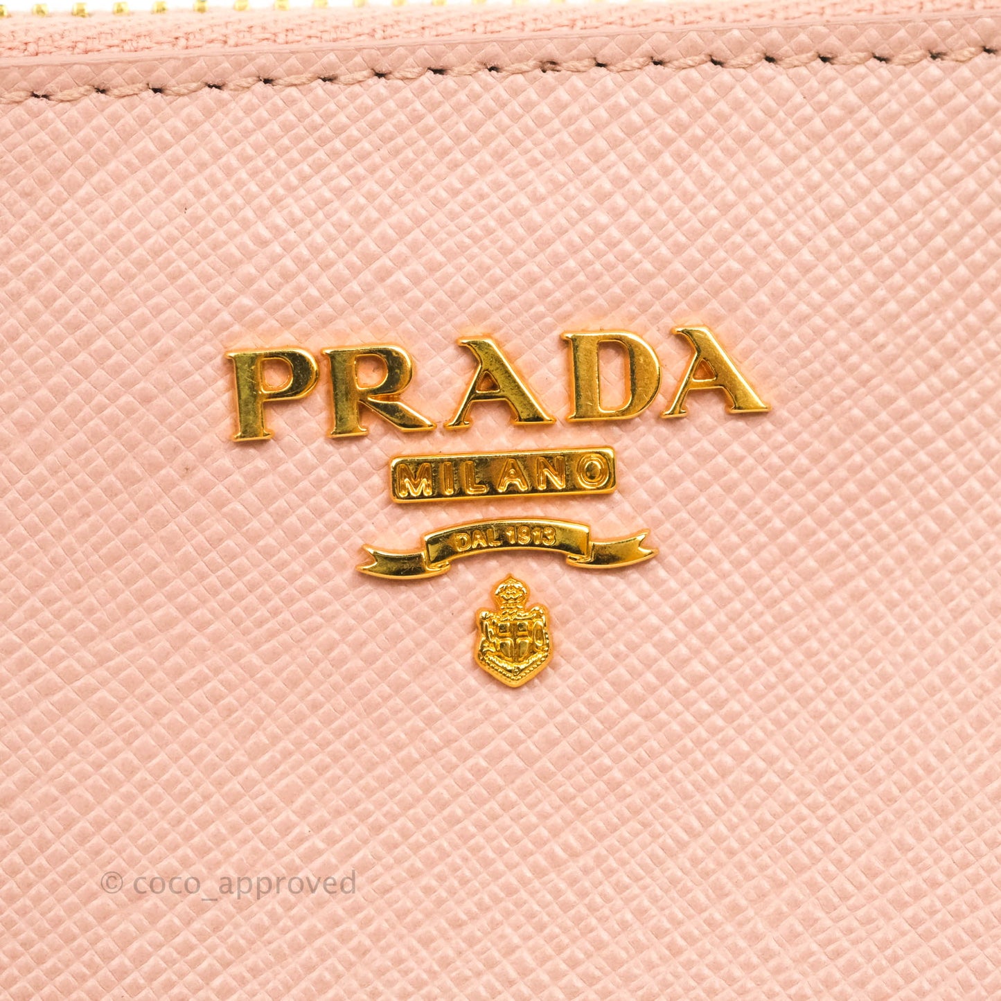 Prada Logo Clutch Bag Pink Gold Hardware