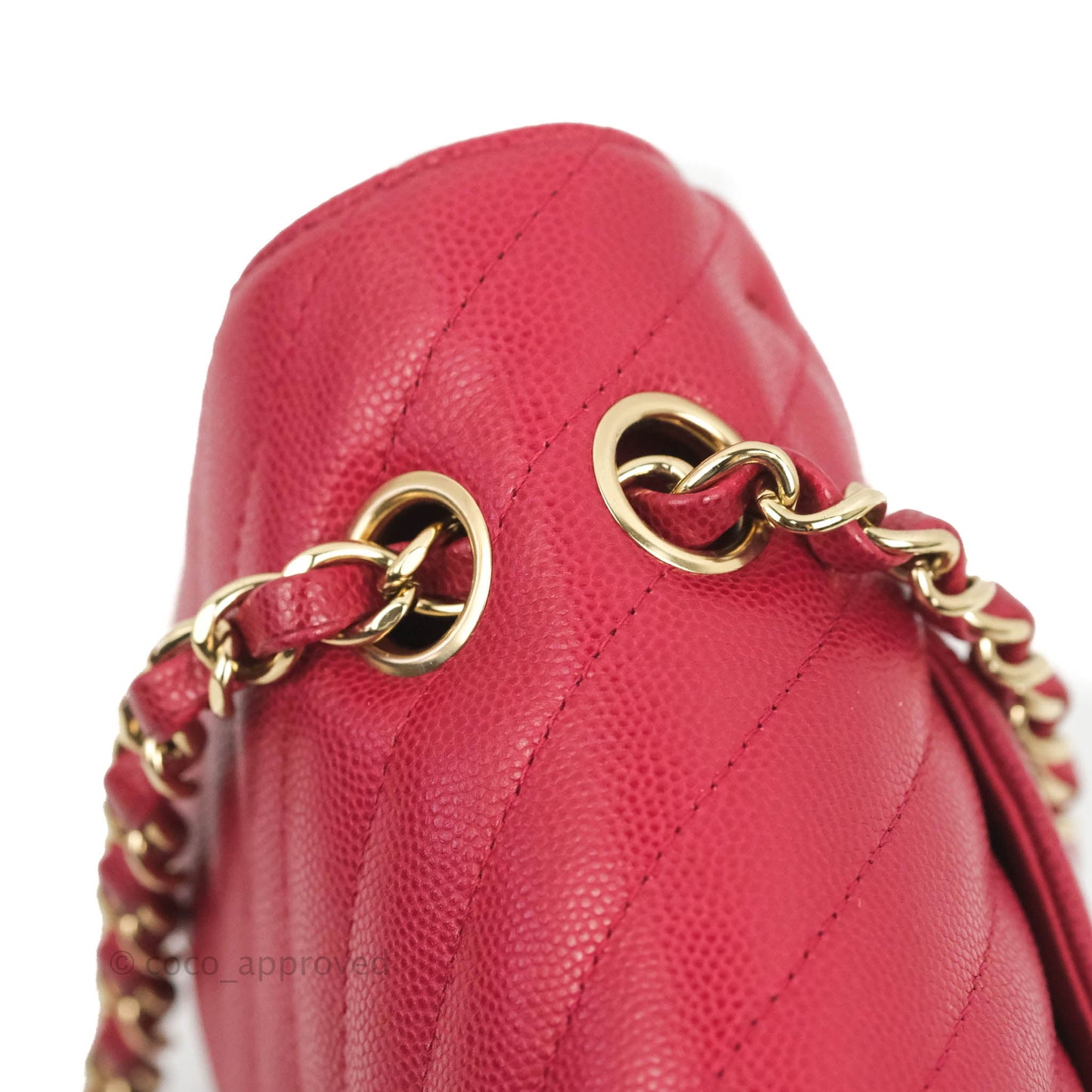 Chanel Classic M/L Medium Chevron Double Flap Cherry Red Caviar Gold Hardware