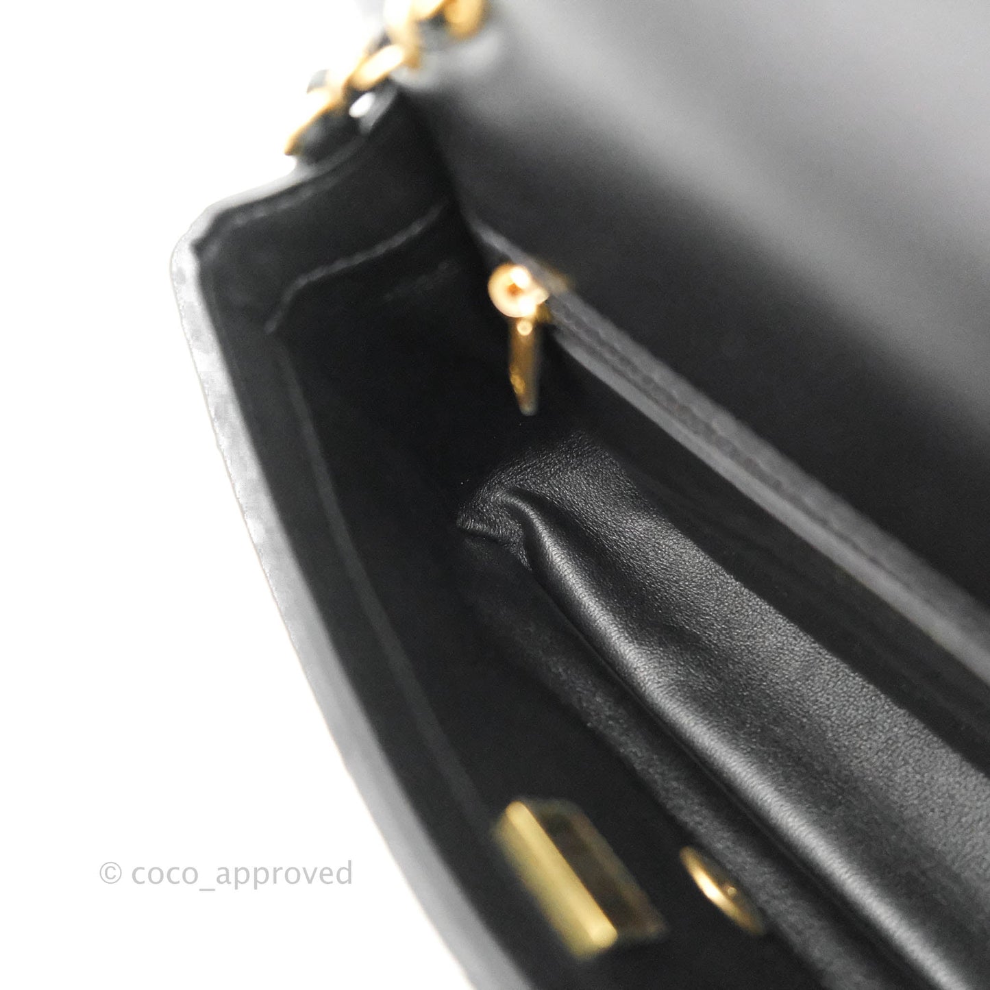 Chanel Mini Flap Bag With Heart CC Charm Black Lambskin Aged Gold Hardware