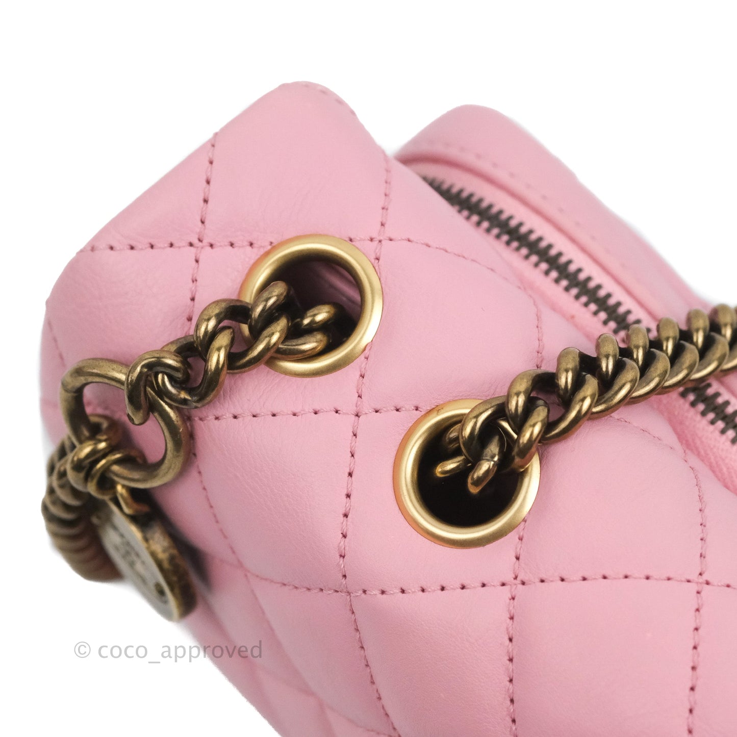 Chanel CC Crown Flap Pink Calfskin Antique Gold Hardware