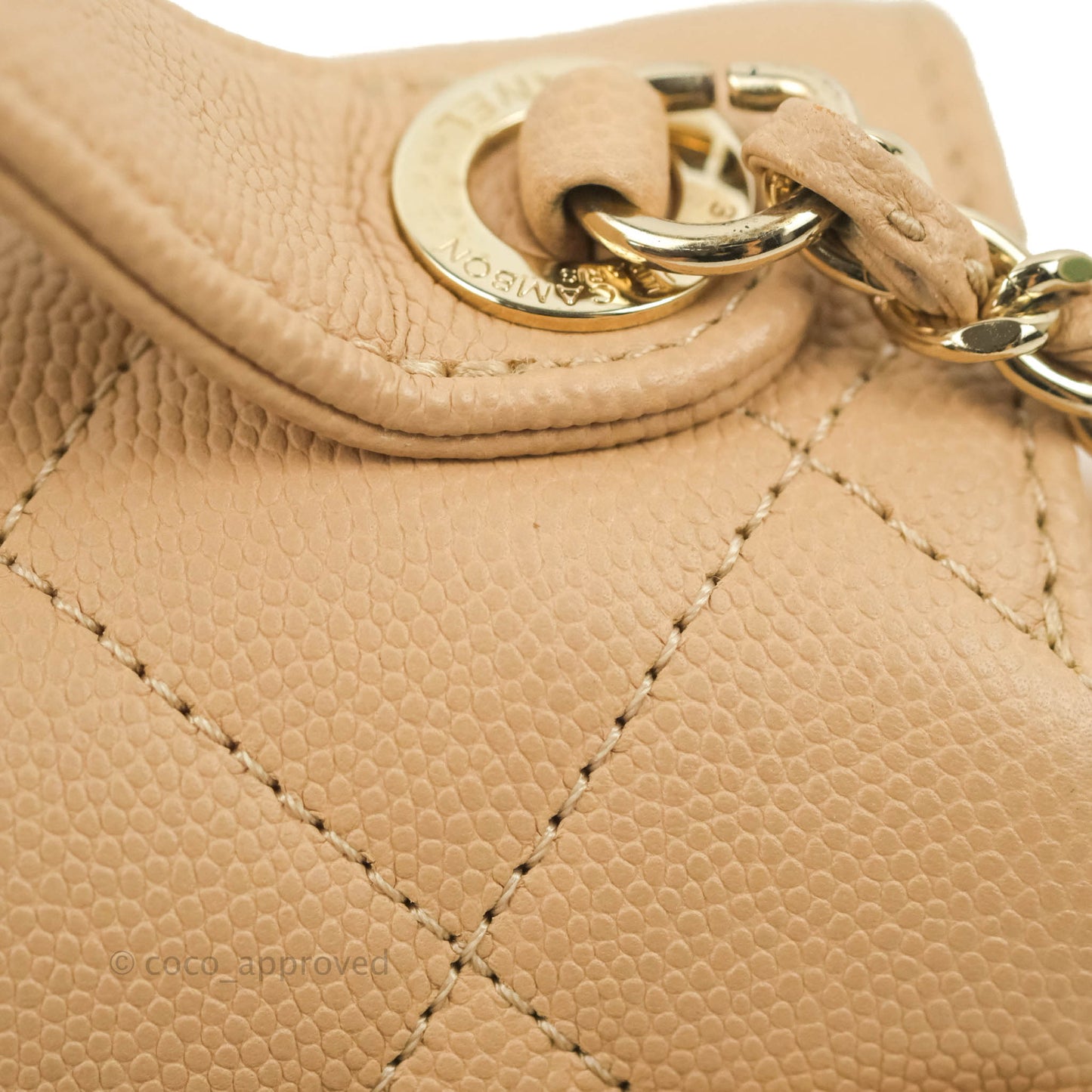 Chanel Quilted Small Business Affinity Flap Beige Caviar Gold Hardware